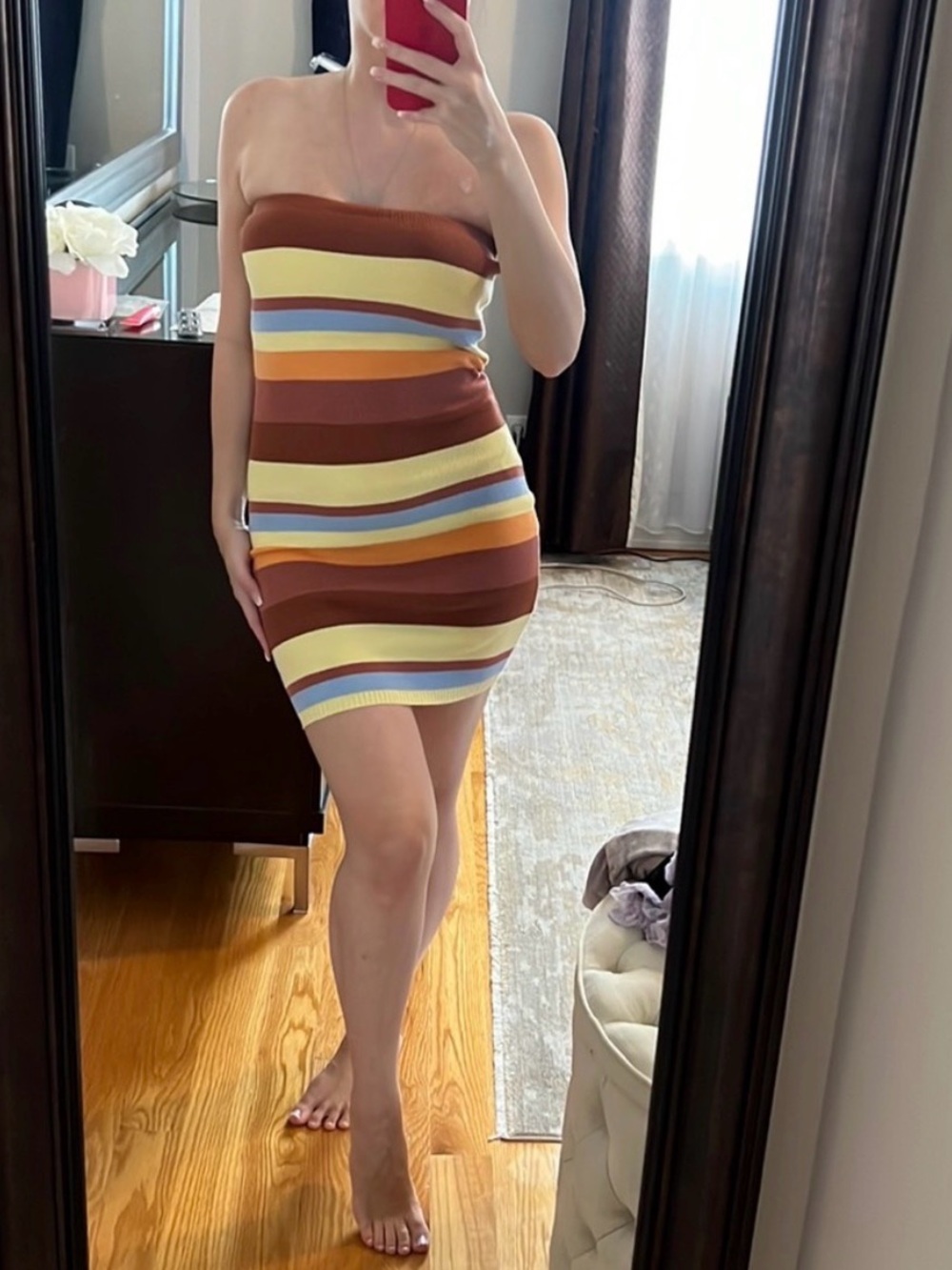 Tiger Mist Retro 70s Inspired Strapless Mini Dress